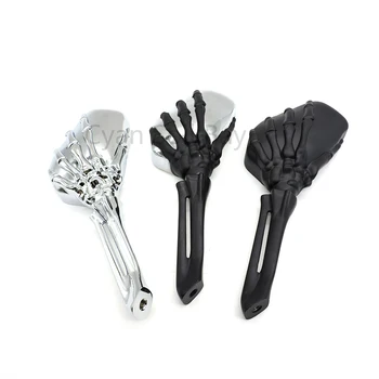 

Universal Motorcycle SKELETON Skull HAND Claw Side Rear View Mirrors 8mm 10mm Rearview Motorbike Mirro Aluminum rod plastic