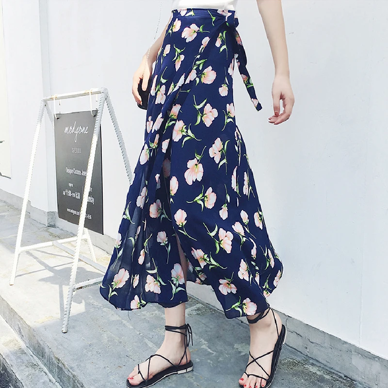 

2020 New Women Fashion Print Floral Skirt Ladies Summer Loose Thin Skirts Female Casual Slim High Quatily Skirts
