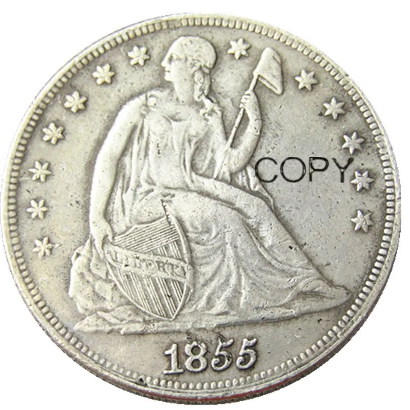 1855 сидя Liberty Dollar посеребренные копии монет