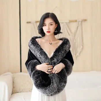 

2020 Estola De Pele Falso Wedding Bridal Jacket Amazon Bridal Shawl Women's Winter Fox Like Knot Wedding Dress Coat 2020 New