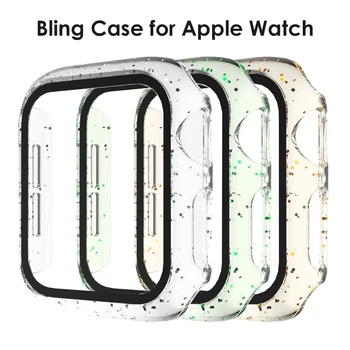 

Protective Case for Apple Watch 38mm 40mm 42mm 44mm Screen Protector Glass for iWatch Series 5 4 3 2 1 Protective Cover Bling