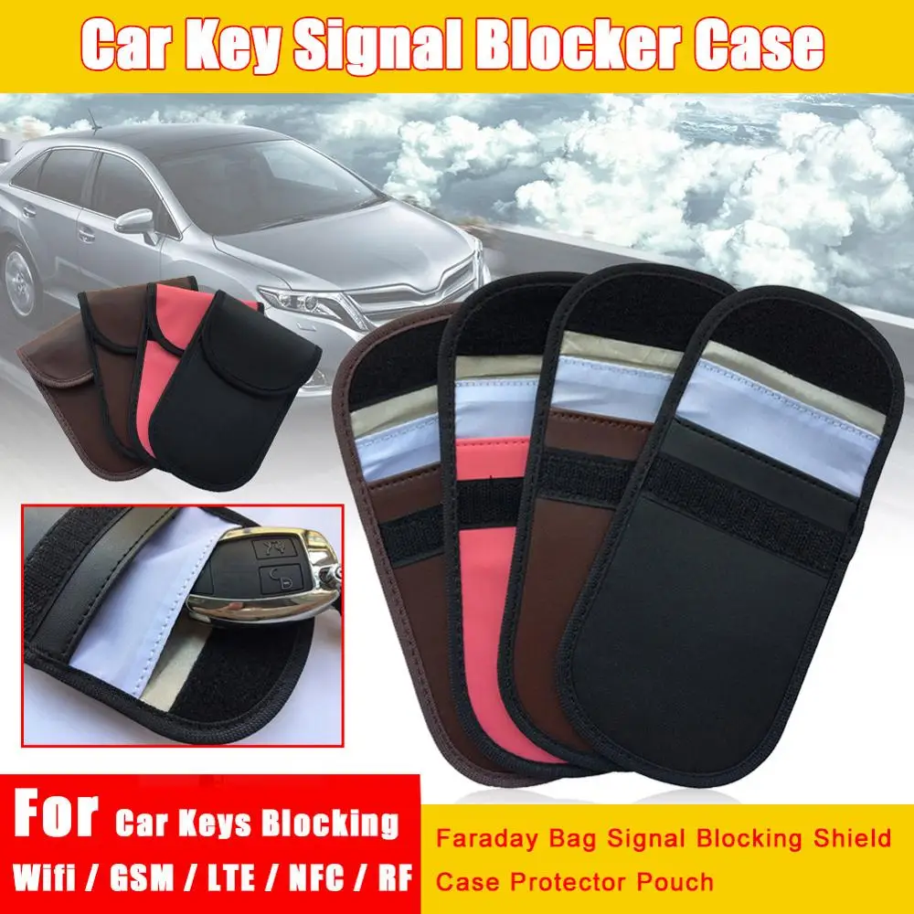 

Car Key Signal Blocker Case Faraday Bag Signal Blocking Shield Case Protector Pouch For Car Keys Blocking Wifi / GSM / LTE /