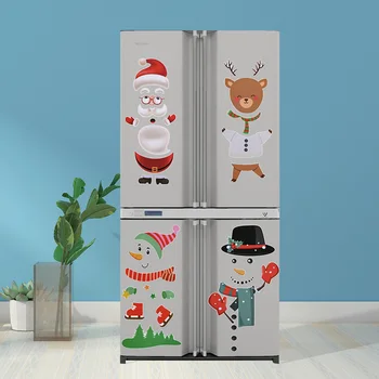 

90*30cm Fridge Sticker Christmas Decoration Creative Cartoon Old Man Elk Magnetic Refrigerator Stickers