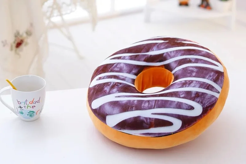 Creative Donut Pillow Cushion Single Bore Nice Bottom Seat Cushion Cute Plush Toys Christmas Gift Send Girl'S