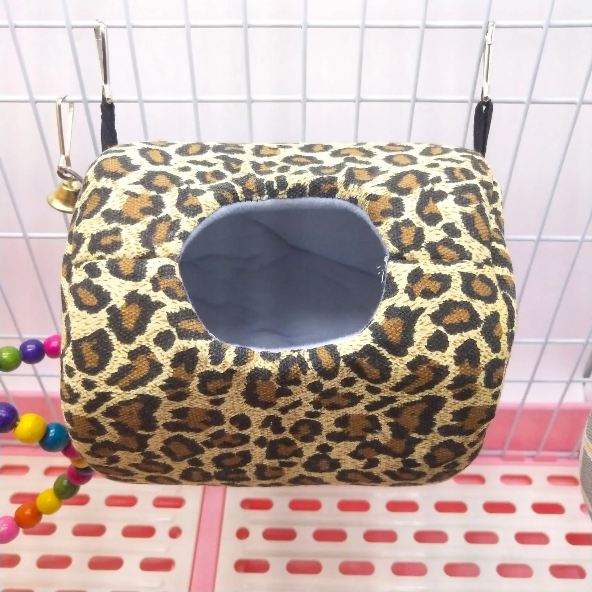 Leopard Новые клетки для хомяка спасательное гнездо Весна маленький питомец холст гамак Ежик Шиншилла морская свинка висячий домик товары для маленьких животных - Цвет: Leopard