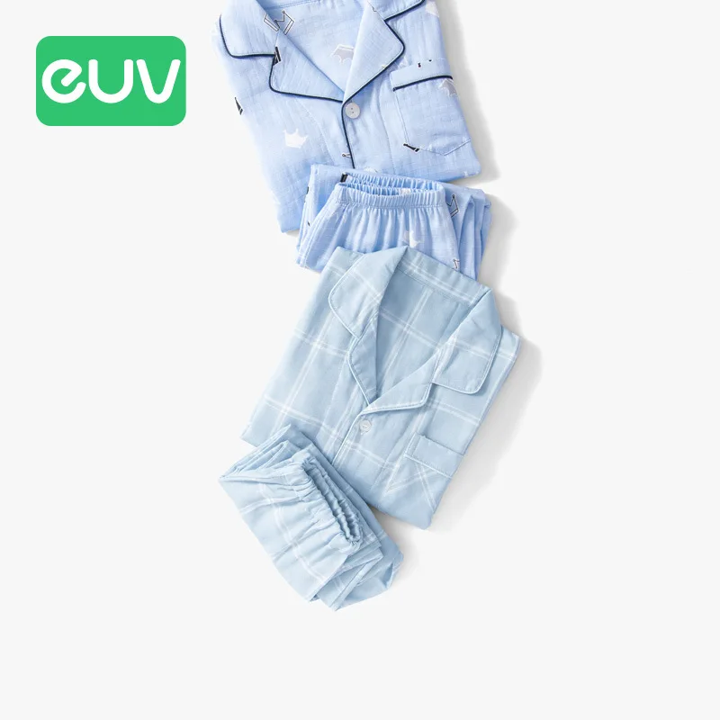 

CHILDREN'S Pajamas Pure Cotton Gauze BOY'S Spring And Autumn Big Kid Thin Long Sleeve Boy Autumn Clothing Tracksuit Cotton