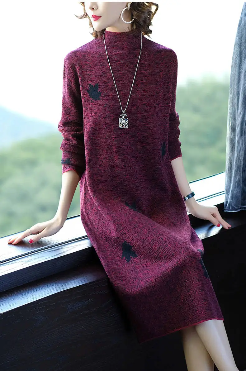 

2024 Winter Casual Vintage Long Sleeve Dresses Autumn Print 3XL Plus Size Loose Cotton Midi Dress Women Elegant Bodycon Vestidos