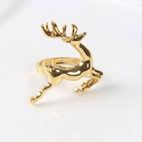 Free Shipping Christmas Deer Napkin Ring Gold/silver Napkin Buckle Hotel Wedding Party Table Decoration Accessories - Цвет: Золотой