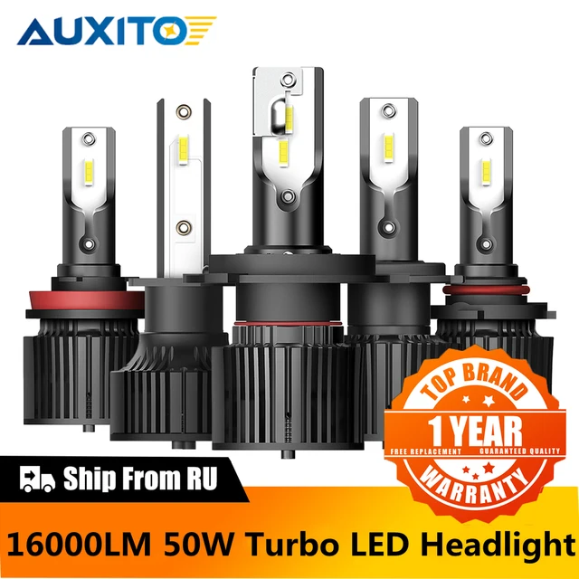 AUXITO توربو Led H7 LED سيارة المصابيح الأمامية H11 H8 9005 9006 H4 عالية منخفضة شعاع رئيس ضوء لبيجو 206 207 308 رينو سيتروين
