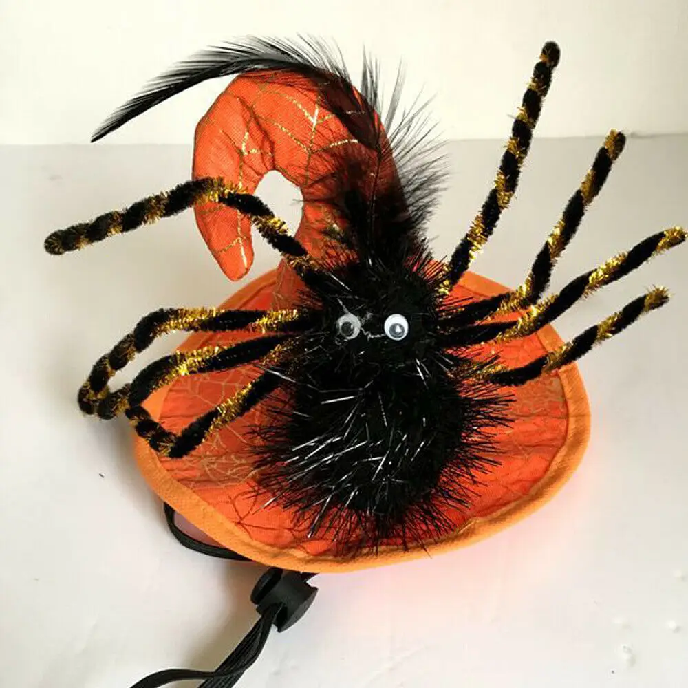 1 Orange Spider Смешная Собачка Кошка костюм капитана Паук кошка ведьма колдун шляпа на Хеллоуин вечерние Рождество Косплей фото реквизит головной убор Вечеринка Кот Горячая - Цвет: 1 Orange Spider