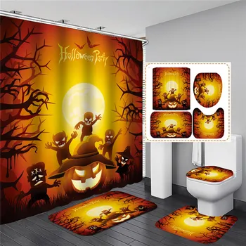 

Happy Halloween Witch Pumpkin Decorative Shower Curtain Fabric Waterproof Polyester Bathroom curtain