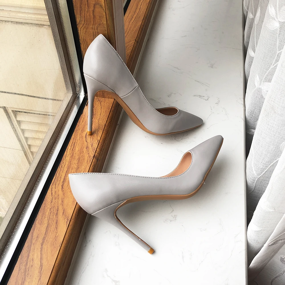 Halston Womens Grey Suede Rectangular Pointed Toe Skinny Wedge Heel Pumps  Size 6 | eBay