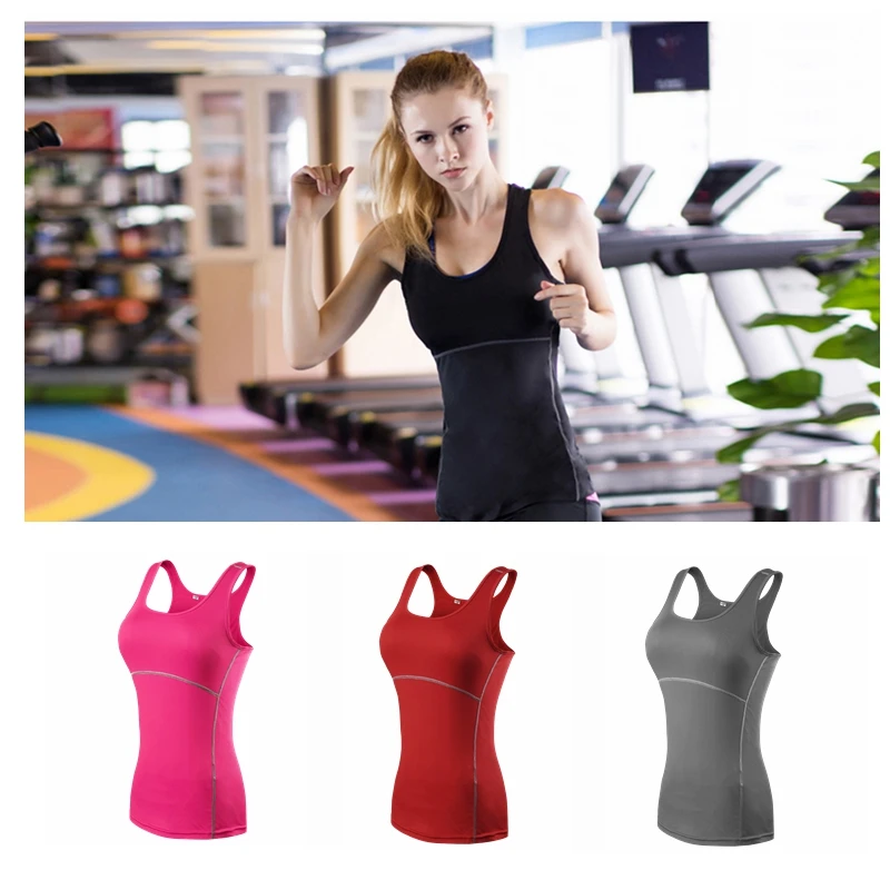 Women's Athletic Sleeveless Vest Compression Quick Dry Yoga Sport Shirts Vest Tights Base Layer Gym Running Quick Dry Tank Top