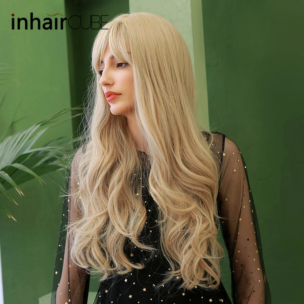 Inhaircube светильник блондинка волна воды длинный синтетический парик с челкой