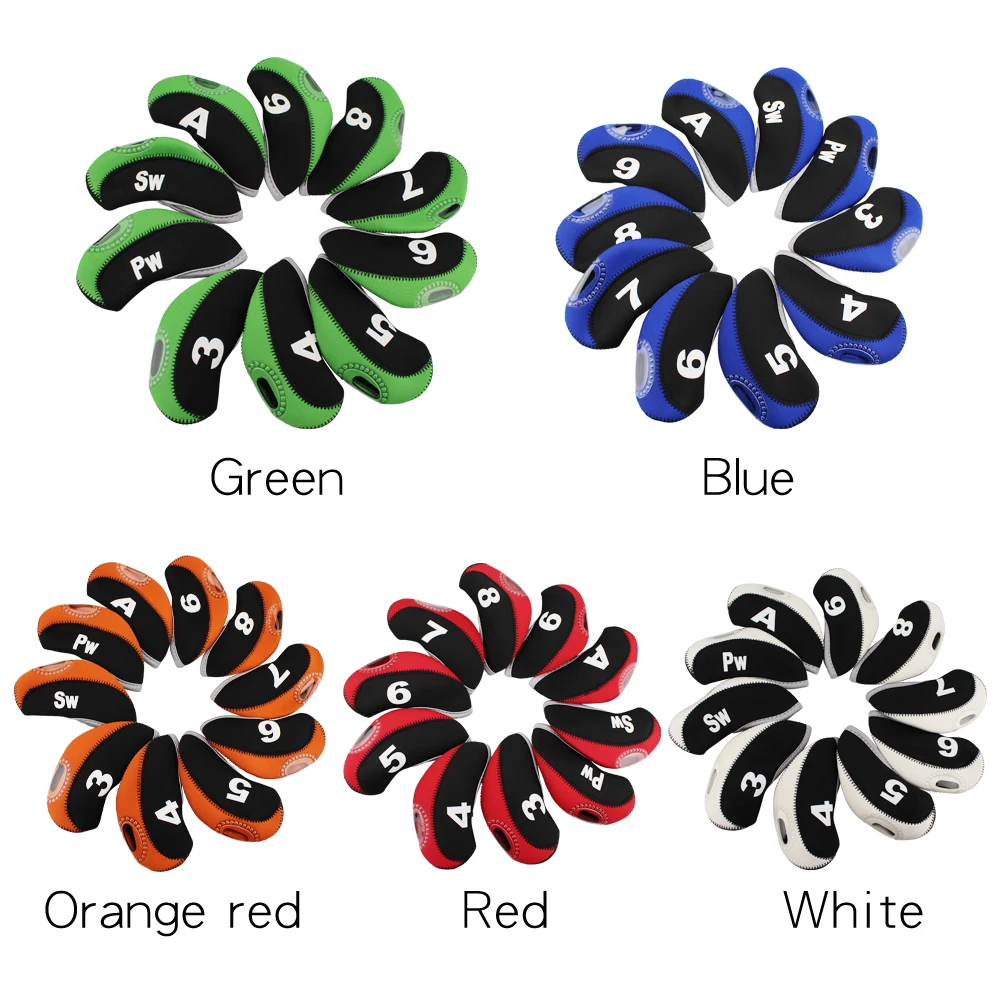 

GOG 10PCS Golf Iron Headcover With Number Tags Club Head Cover 1 Set Blue orang black Protector Case free shipping