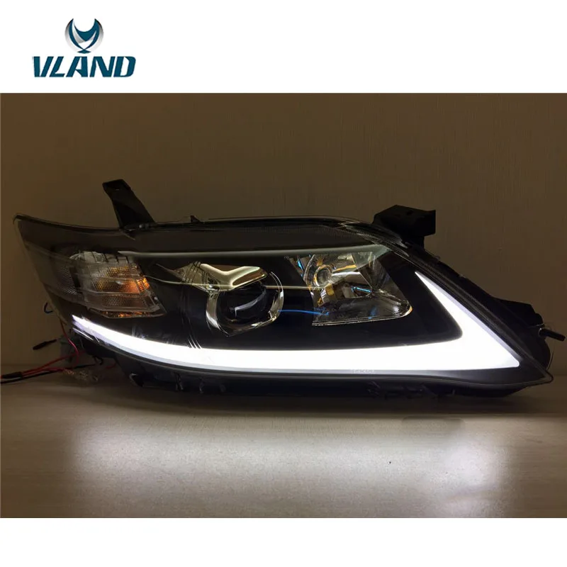 Передние фары для Toyota Camry 2010 2011 светодиодный головной фонарь в сборе DRL L + R с
