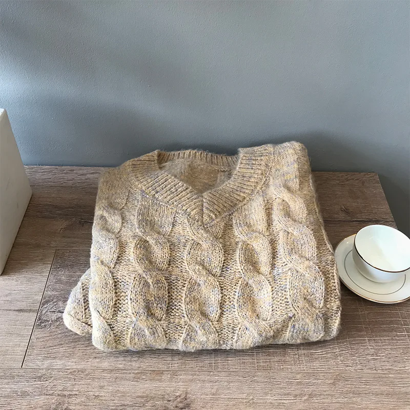 HXJJP Fall/winter New Loose Women's Sweater Turtleneck Lazy Wind Rough Twist Knitted Pullovers Female P1973