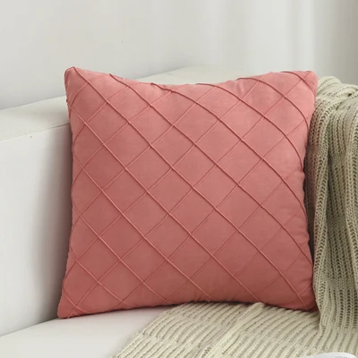 Pink Grey Cushion Cover Soft Faux Suede Diamond Home Decorative Pillow Cover For Couch Bed Chair 45x45cm/30x50cm - Цвет: Pink