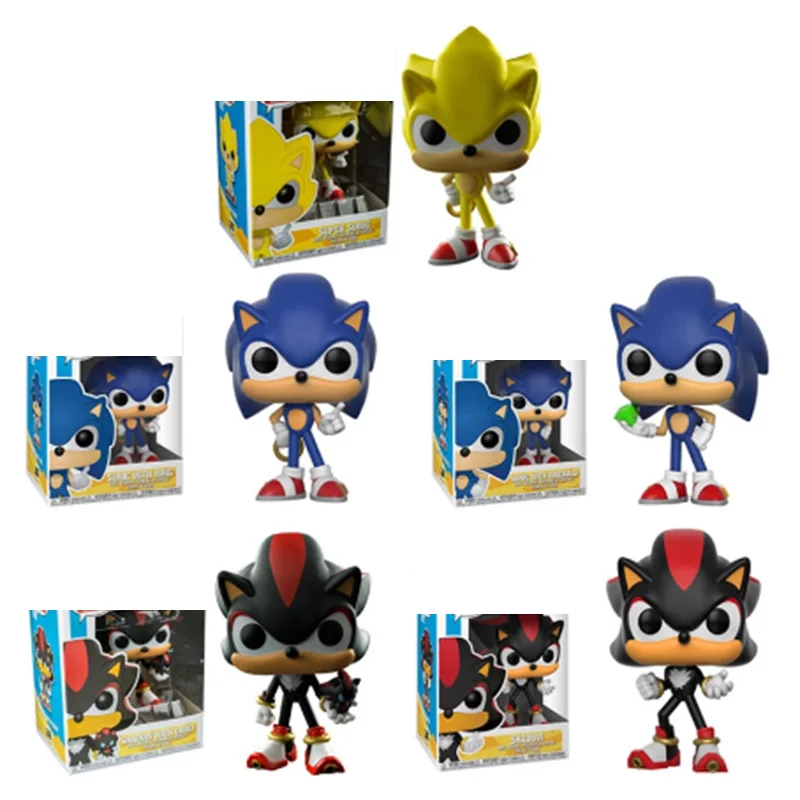 Супер SONICs виниловые игрушки с кольцом #283 изумруд #284 тень #285 Коллекционная
