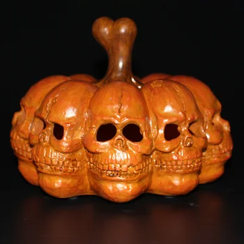 

Halloween Portable Pumpkin Lantern Resin LED Pumpkin Lantern 8-sided Skull Night Light Festive Decorative Light