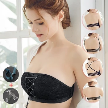 

Elovegirl Adjustable Invisible Small Breast Bras Women Lingerie Multi-channel Push Up Strapless Bra Bralette AB Underwear
