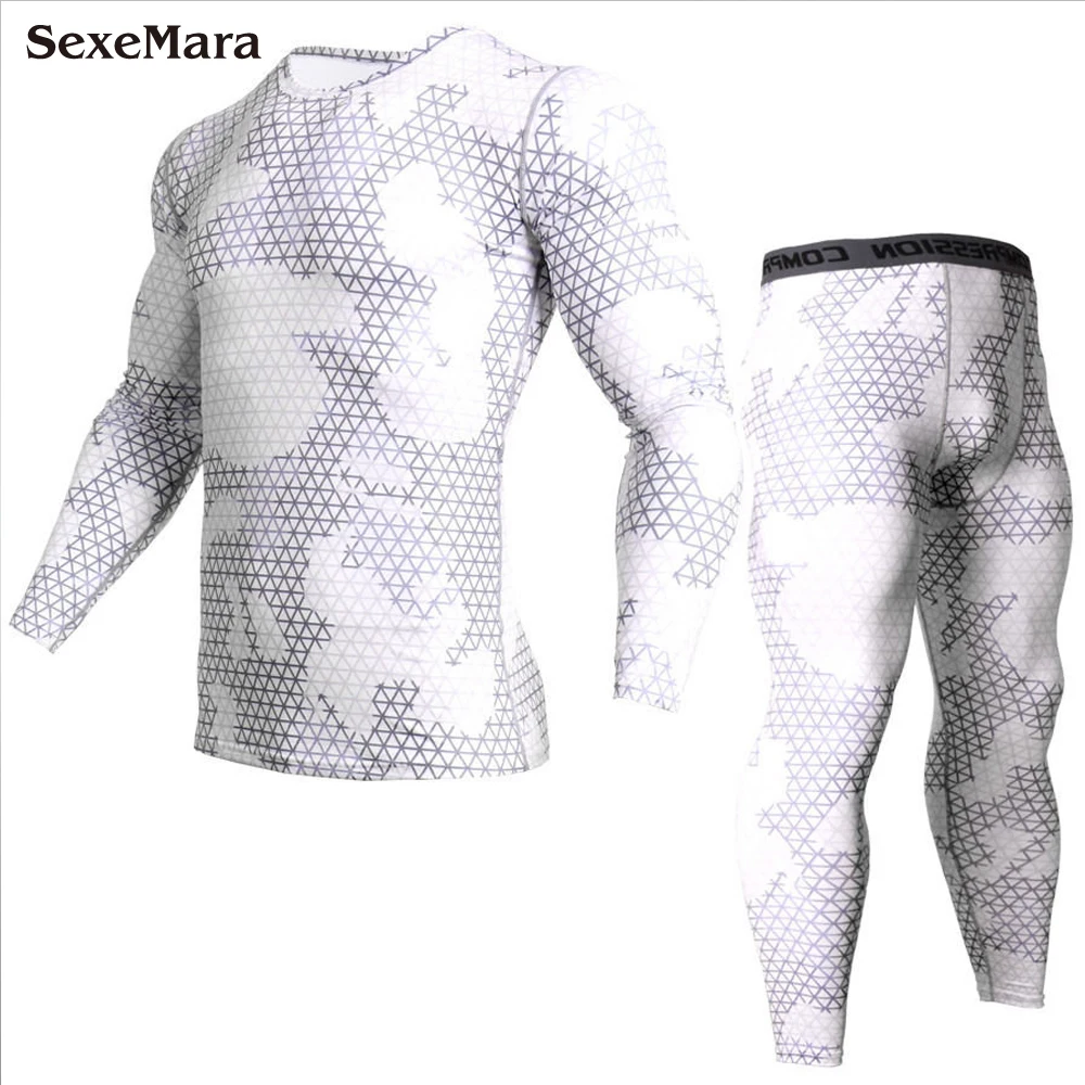 Men's Long Johns Sports Suit Compression Thermal Underwear Fitness Bodybuilding Underwear Clothes MMA Rashguard Leggings