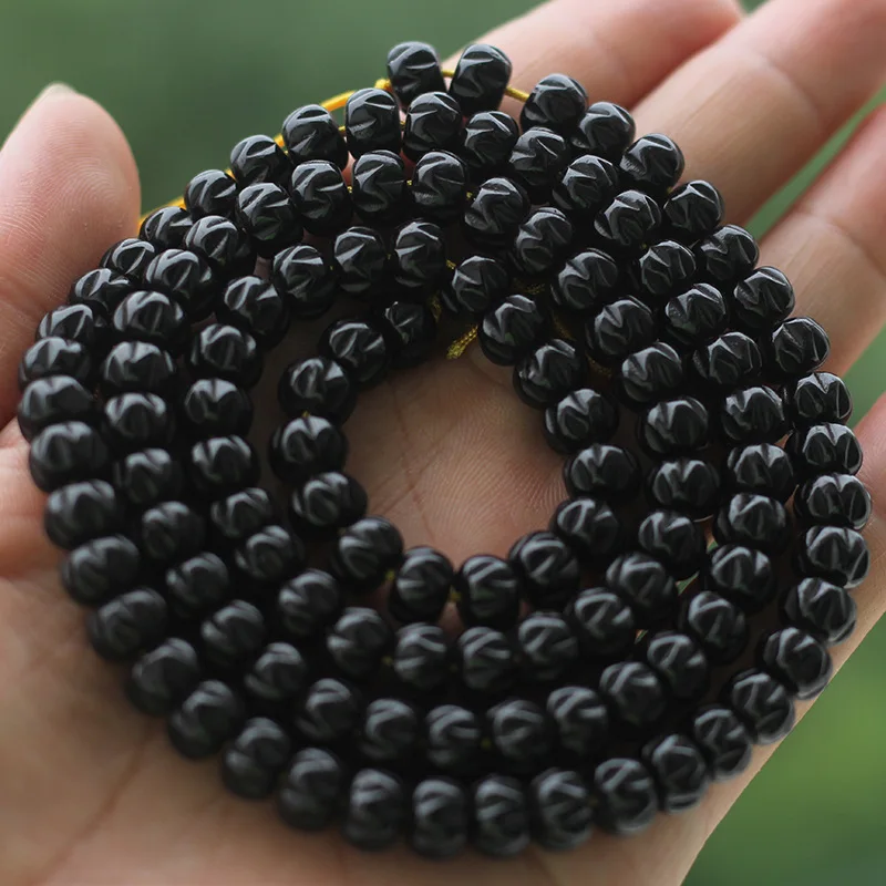 

Old Material Coconut Pedicle 108 Buddhist Prayer Bead Bracelets Passion Fruit Seed/Meteorite Pattern/Pumpkin Beads Natural Prima