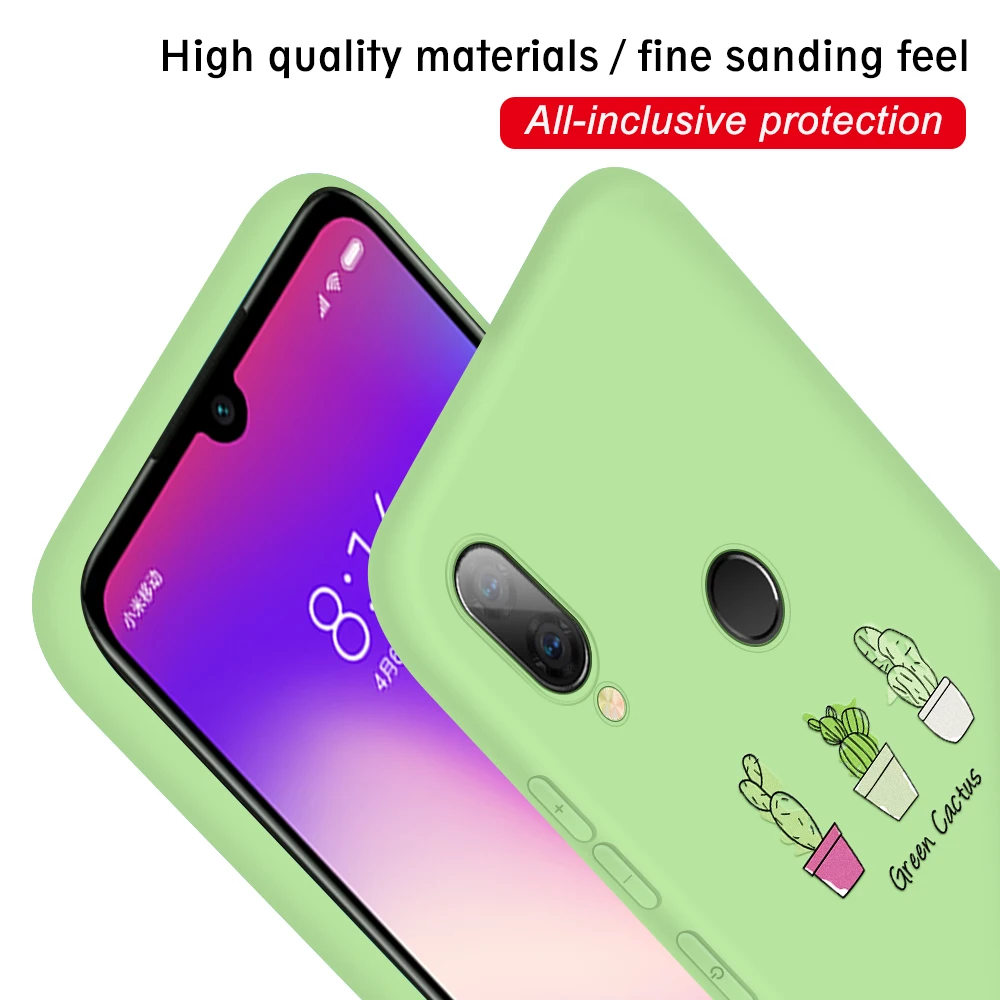 Чехол для Xiaomi Redmi Note 7 6 5 Pro 7A K20 мягкий чехол с зеленым КАКТУСОМ и растениями в