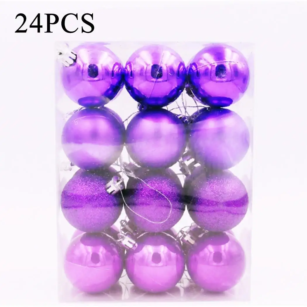 24Pcs Christmas Ball Christmas Tree Pendant Blue/Gold/Purple/Pink/Rose Red/Red/Silver Christmas Decorations