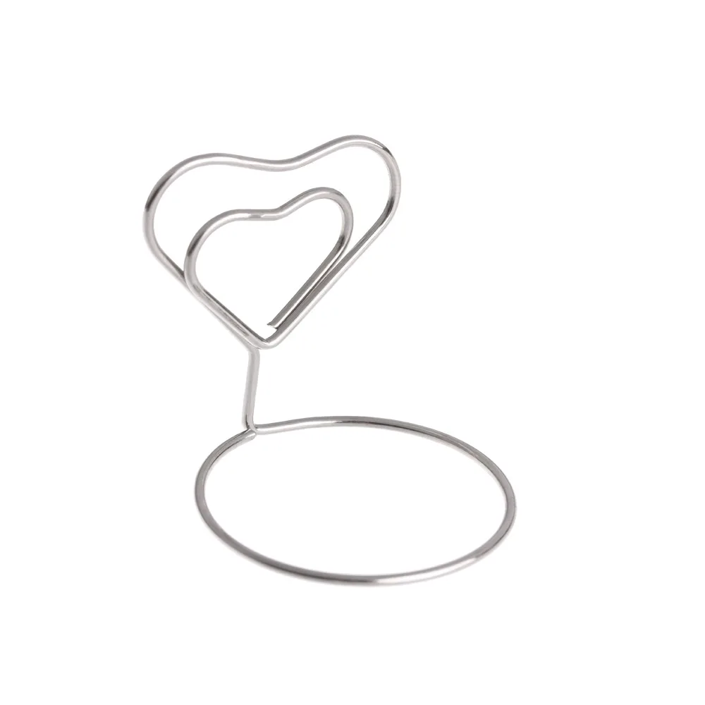 1 шт. держатель для карт для свадебной вечеринки, настольный декор, романтическое кольцо в форме сердца, зажим для фото, настольная подставка с номером, памятка, клещи, зажимы, подставка - Цвет: style3-1pc	Silver