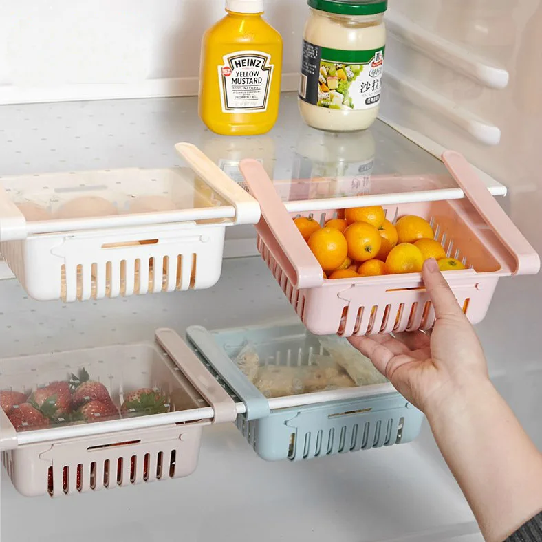 Ящик для холодильника, пластиковая корзина для хранения еды и напитков, выдвижная коробка для хранения, кухонная корзина для упаковки