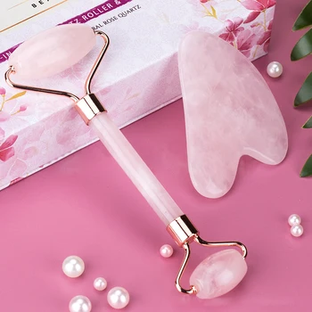 

Quartz Facial Massage Crystal Stone Natural Rose Body Jade Massager Derma Roller Skincare Ice Roller Wrinkle Removal Beauty Tool