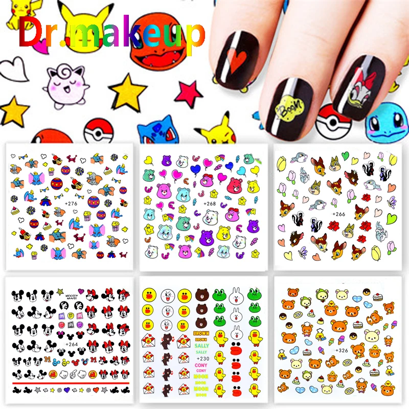 

1 sheet DIY Water Transfer Nail Stickers Totoro Minion Sesame Street Simpson Dumbo Pikachu Transfer Sliders Nail Art Decorations