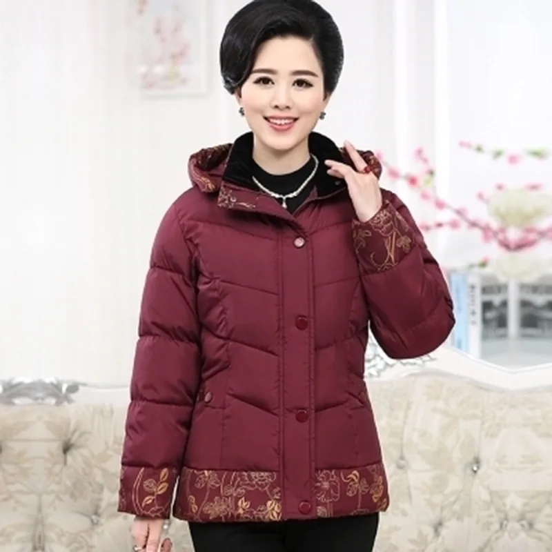 Najtaniej W średnim wieku zimowa babcia kurtka podszyta bawełną duży rozmiar gruba powłoka mama damska krótkie ubrania wyściełane bawełną babcia damska