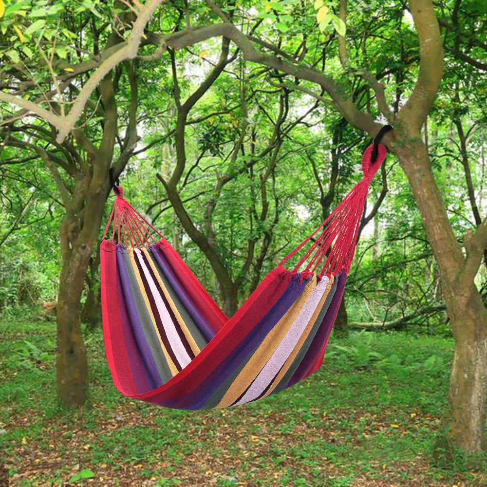 

Portable Outdoor Hammock Camping Garden Beach Travel Hammock Ultralight Colorful Cotton Polyester Swing Bed