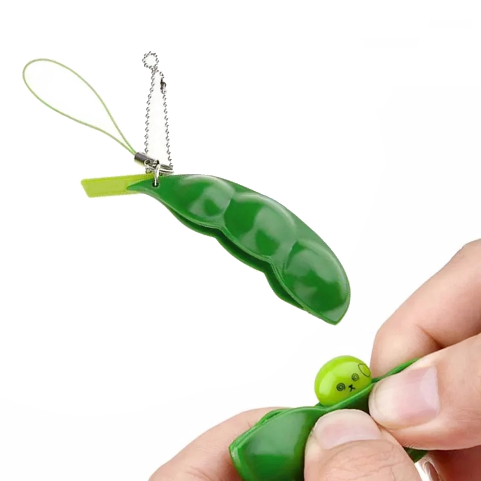Squeeze Beans Keychain Fidget Toys Squishy Pea Pod Stress Toy Fun for Kids Squeeze Beans Keychain Fidget Toys Squishy Pea Pod Stress Toy Fun for Kids