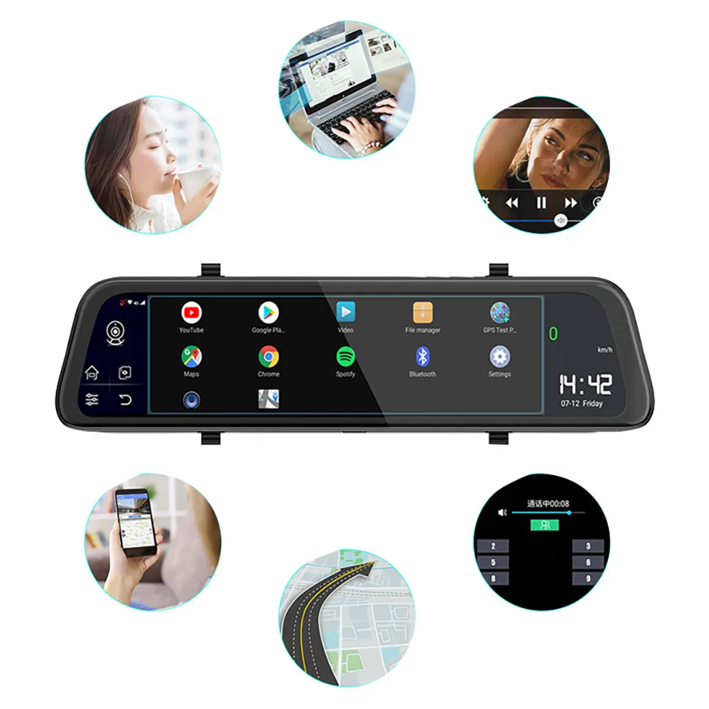 4G Автомобильный видеорегистратор, камера gps Android 8,1, автомобильная зеркальная камера заднего вида, смарт-видеорегистратор, Wi-Fi, gps, Bluetooth, Full HD, 1080 P, видео рекордер