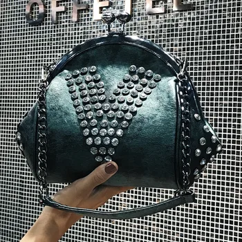 

2019 Fashion Brand Women Bag PU Leather Diamonds Shoulder Bag Chain Shell Messenger Bag Female Tote Crossbody Bags For Girls N27