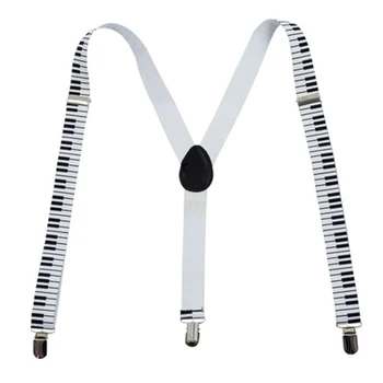 

Fashion Clip-on Braces Elastic Braces Suspender Unisex Piano Key Board Pattern Suspender Men Women Y- back Suspenders