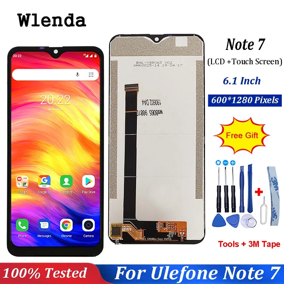 

6.1''inch Black For Ulefone Note 7 LCD Display and Touch Screen 100% New For Ulefone note 7 Phone+Free Tools