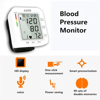 

ALSHENG Cuff wrist blood pressure monitor LCD digital display Automatic medical Healthcare equipment electronic Sphygmomanometer