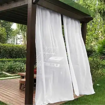 

2.5m X 2.8mWaterproof Garden Decoration Outdoor Sheer Curtains For Porch Beach Patio Exterior Voile With Sliver Ring Gromme