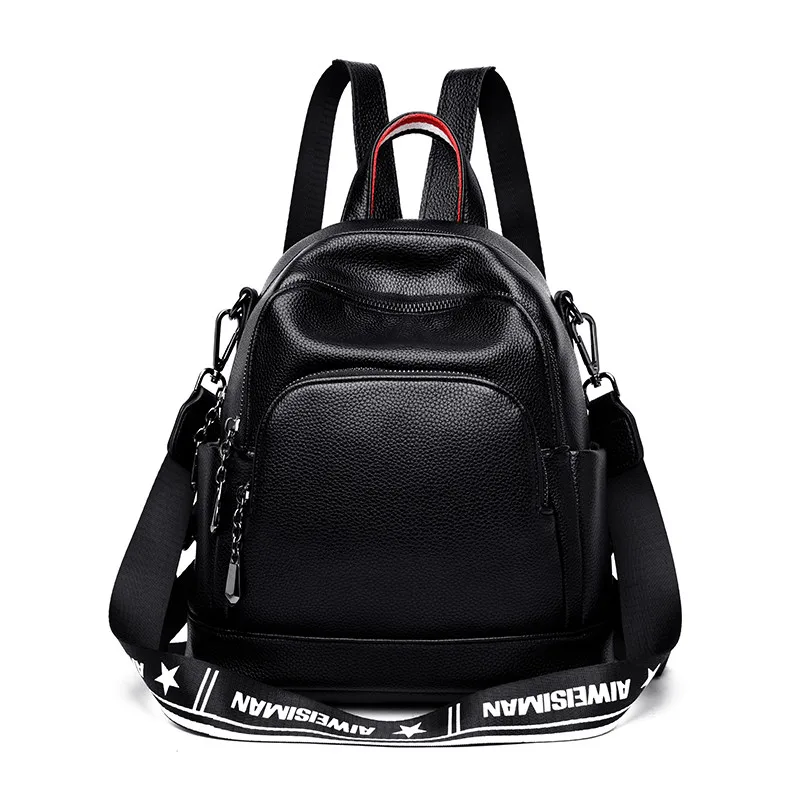 Высококачественный кожаный рюкзак, Модный женский многофункциональный рюкзак, Женская Повседневная дорожная сумка через плечо, школьный рюкзак для девочек, Mochila - Цвет: Black