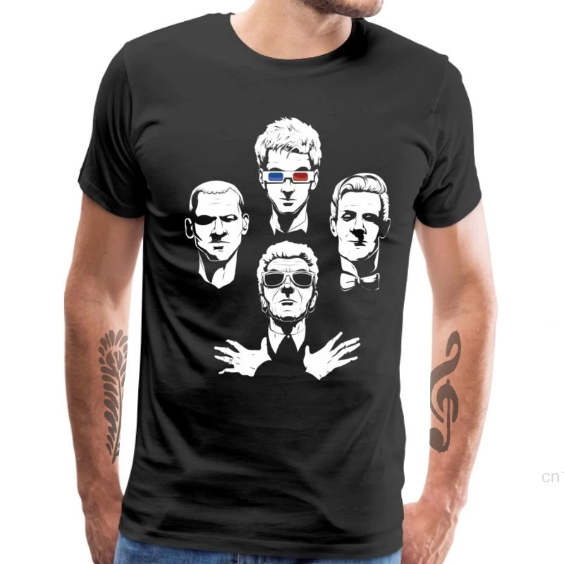 Мужская футболка с круглым вырезом Geek Whovian Rhapsody черная короткими рукавами из 100%