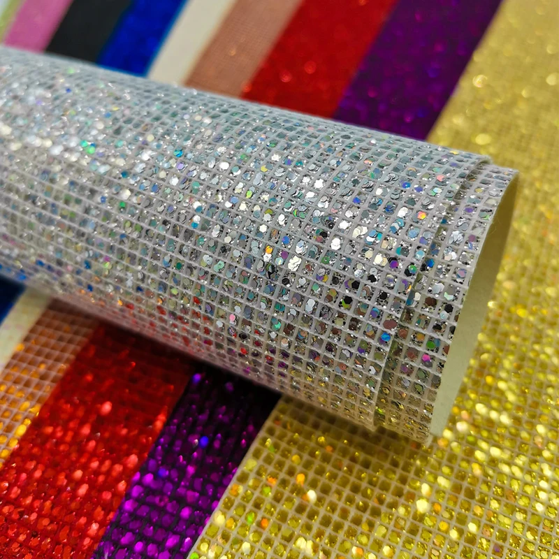 Self Adhesive Diamond Glitter PU Faux Leather Vinyl Sparkle Craft Wallpaper Borders Bows Decor Material Handmade DIY