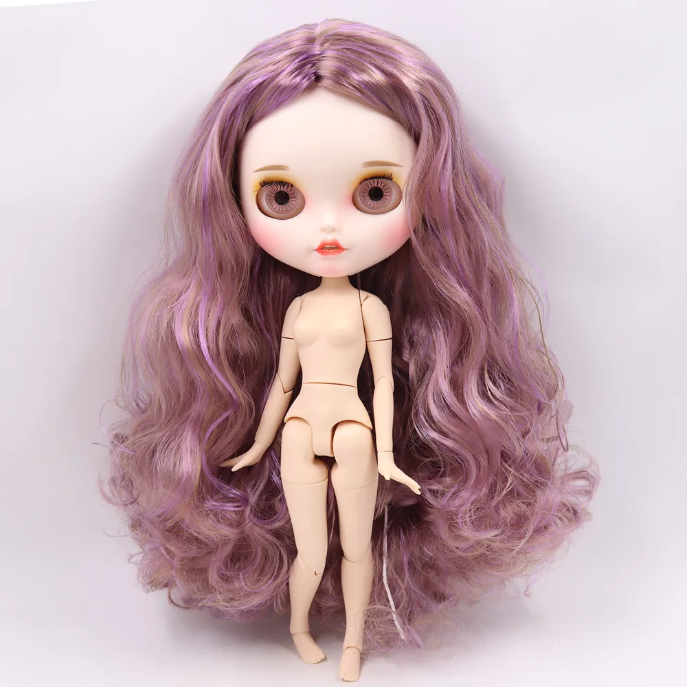Ледяной обнаженный Blyth кукла No. BL7216/9400 фиолетовый микс золотые волосы резные губы пупырчатая рот матовая индивидуальная лицевая муфта тела 1/6 bjd