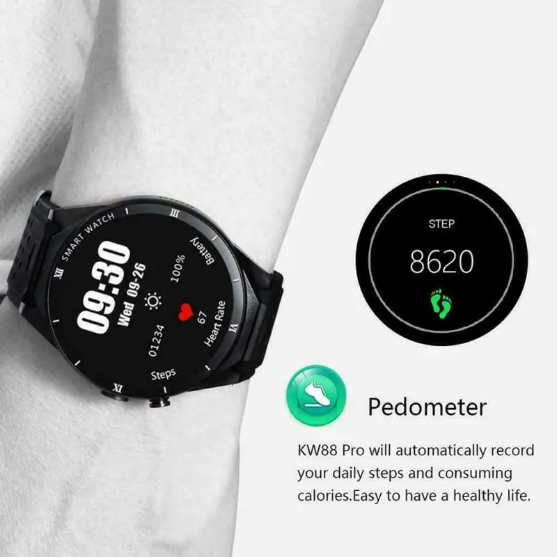 Смарт-часы KW88 Pro 3g gps wifi GB+ 16GB Bluetooth 4,0 с циферблатом 1. Четырехъядерный Смарт-часы 3g hz для универсального телефона