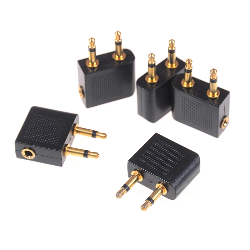 5Pcs 3.5mm Pro Airline Airplane Golden Plated Headphone Jack Plug Adapter 3 5mm mobile phone jack finger microphone u94 ptt cold resistant headset adapter