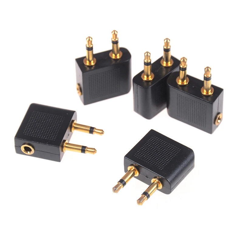 

5Pcs 3.5mm Pro Airline Airplane Golden Plated Headphone Jack Plug Adapter