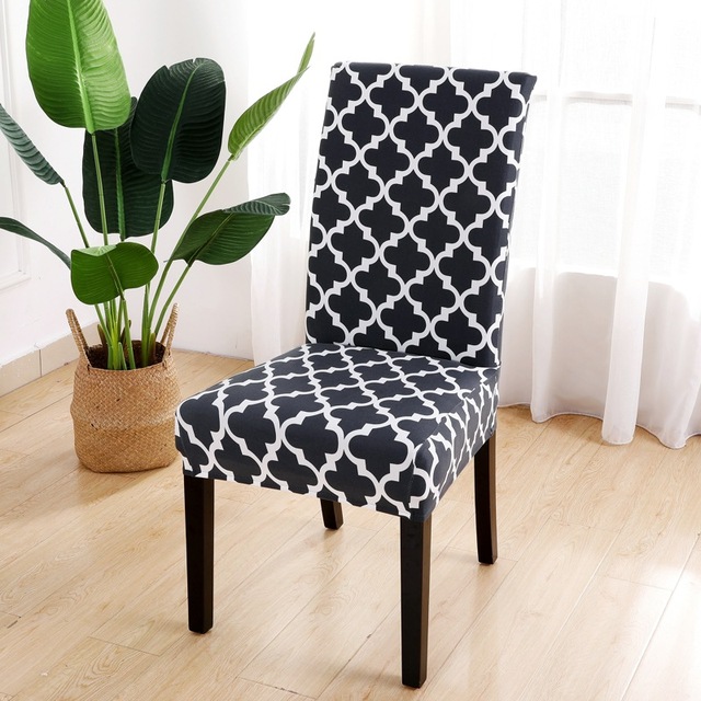 Series Chair Cover for Dining Room Banquet Hotel Kitchen Spandex Stretch Print Chair Covers Removable Washable Seat Decor